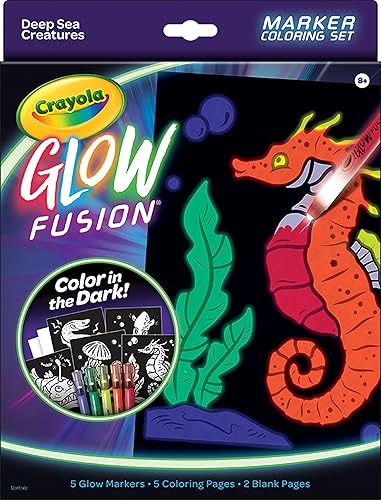 Crayola Juego de colorear que brilla en la oscuridad con marcadores páginas para colorear de criaturas marinas regalo para niños