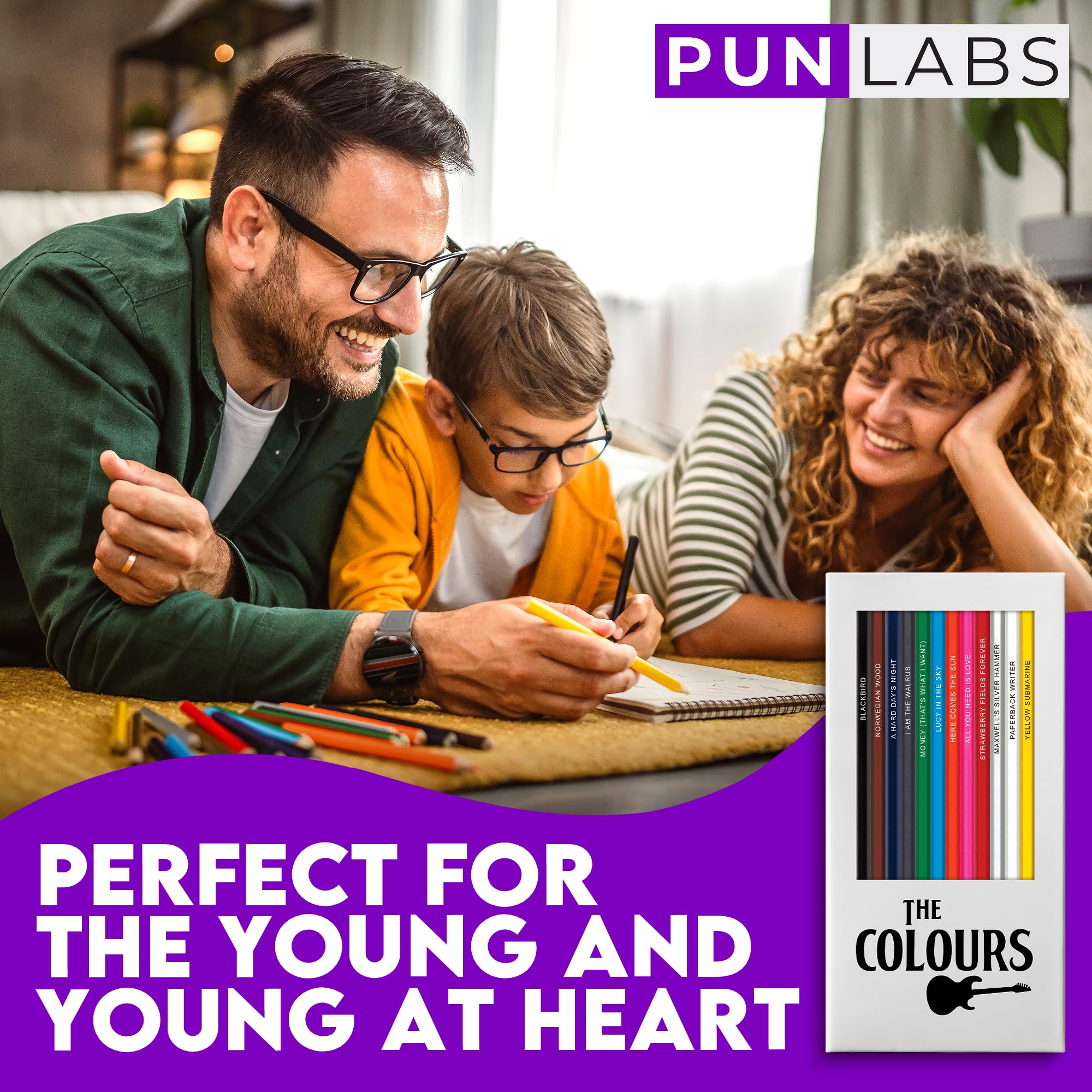 The Colours Colored Pencil Set for Beatles Fans | 12 Beatles-Inspired Parody Pencils | Each Pencil is Foil-Stamped with a Fun Beatles-Related Term | Great Gift for Fans of the Band | Made in the USA