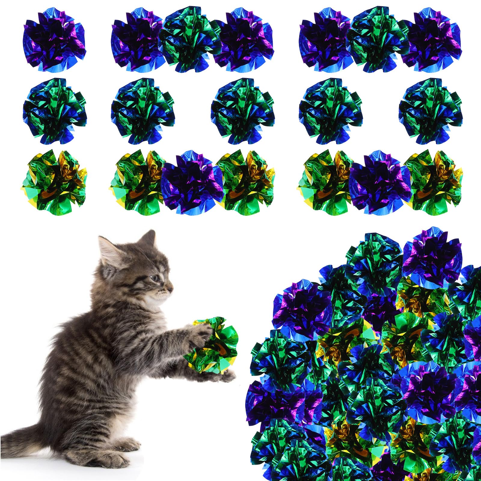 Juguete Para Gato – Bolas Arrugadas De Colores, 6, 12 O 24 Piezas De Foil Crujiente
