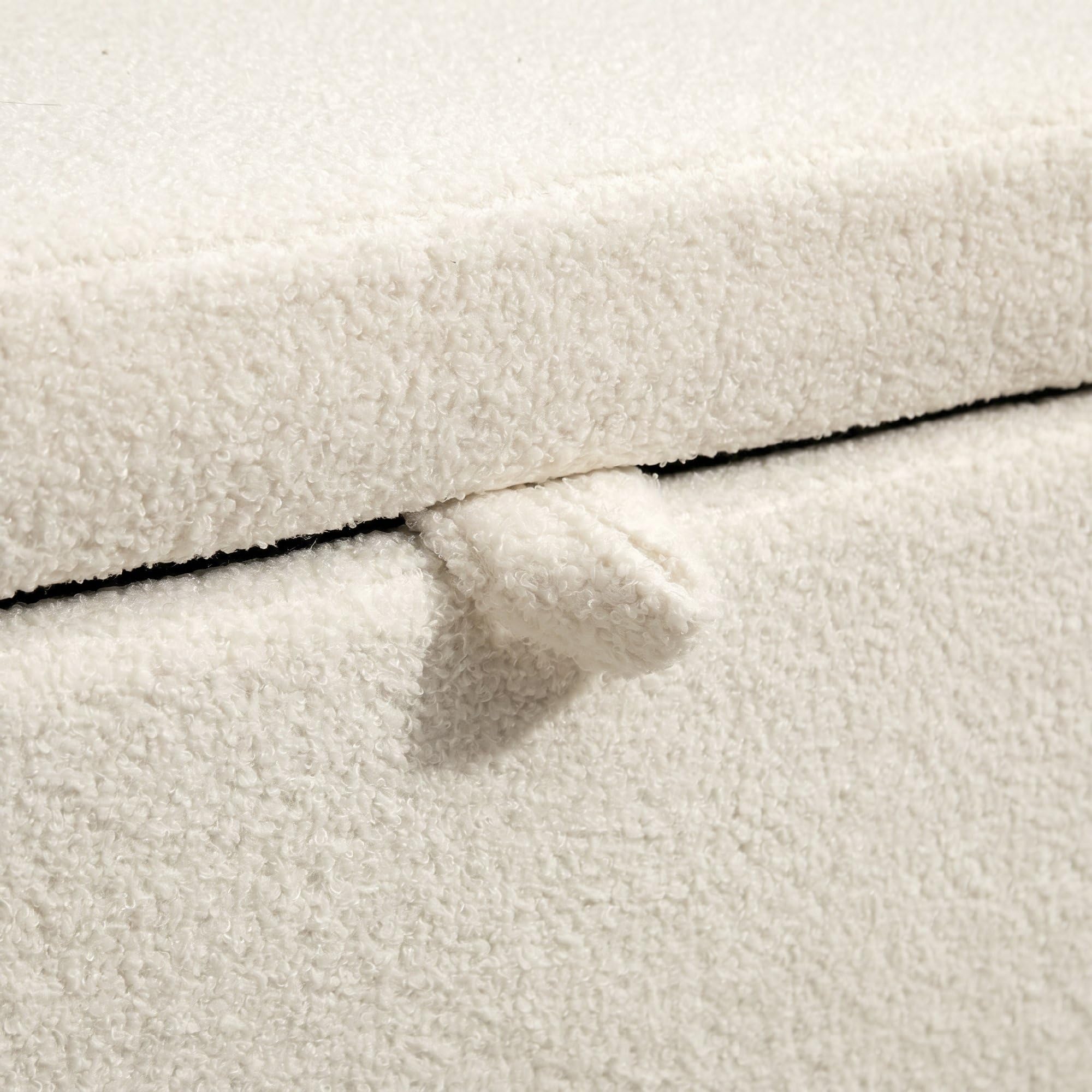 HOMCOM Banc de Rangement en Tissu Bouclette 114,5 x 40 x 48 cm Crème