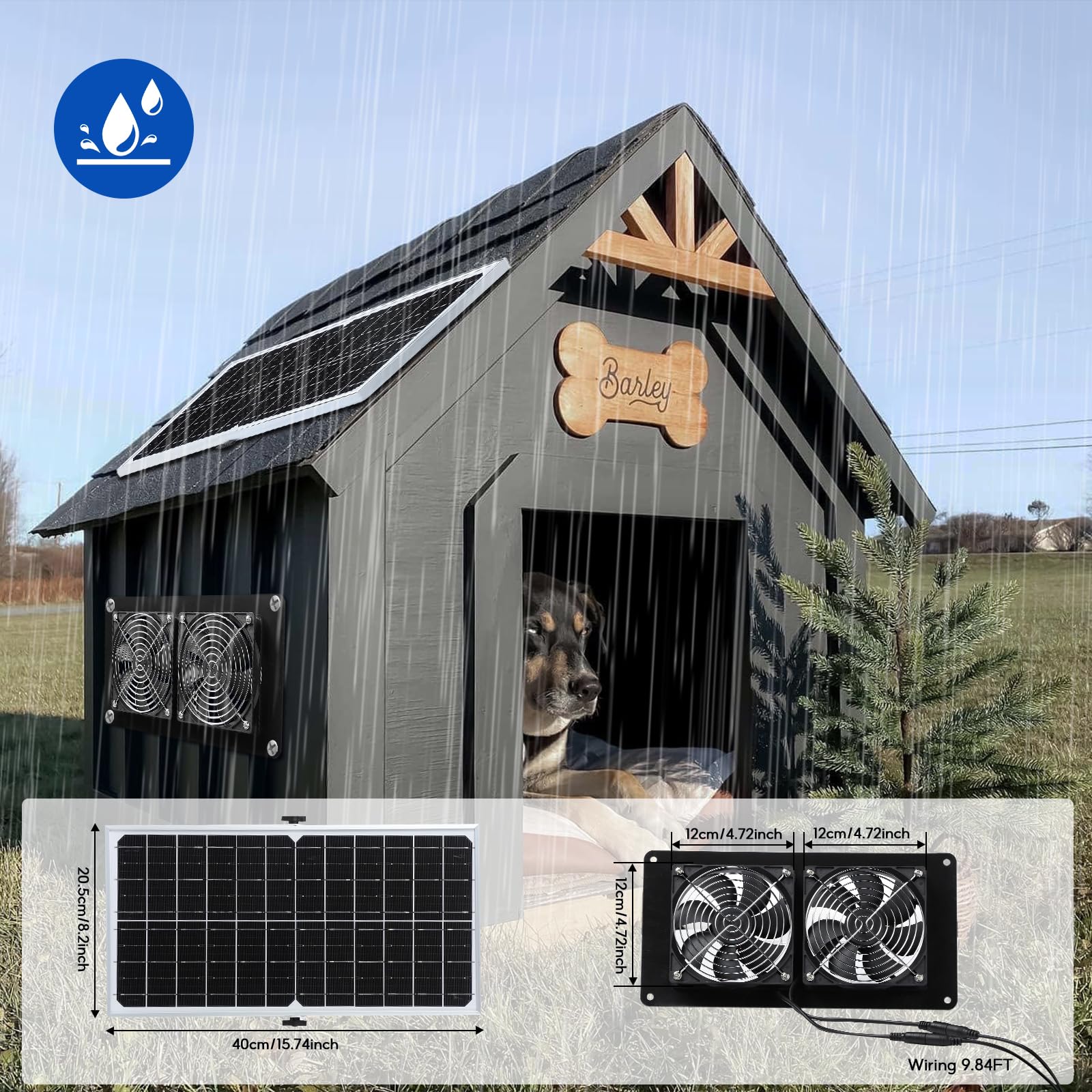 Ventola Solare Da 12W Con Doppio Ventilatore | Pannello Monocristallino IP65 Per Serra, Pollaio E Camper | Ventilazione Resistente Alle Intemperie