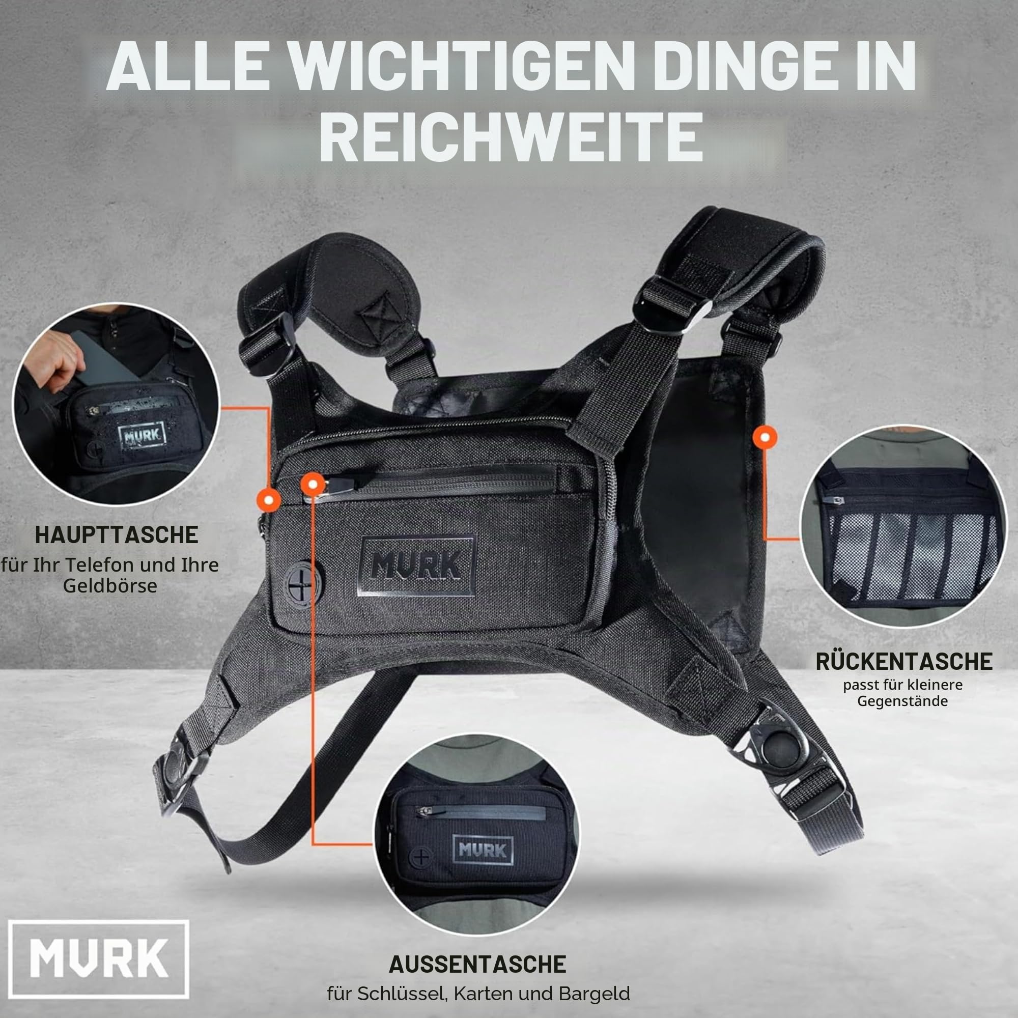 MVRK Unisex Chest Pack Wasserabweisende Brusttasche