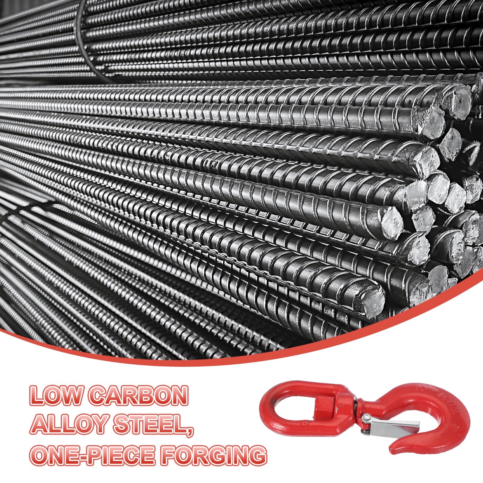 PATIKIL Gancio Girevole Sollevamento 3 Tonnellate Gancio A Occhiello Per Fune Gancio Autobloccante In Acciaio Lega Con Sicurezza Per Sollevamento Carico Massimo 6614 Lbs