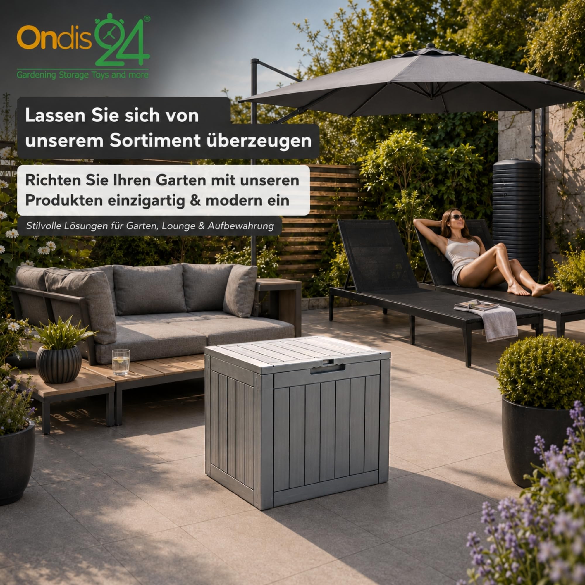 Ondis24 City Cube Scatola in plastica 110 l beige 55 x 43 x 53 cm portata 75 kg