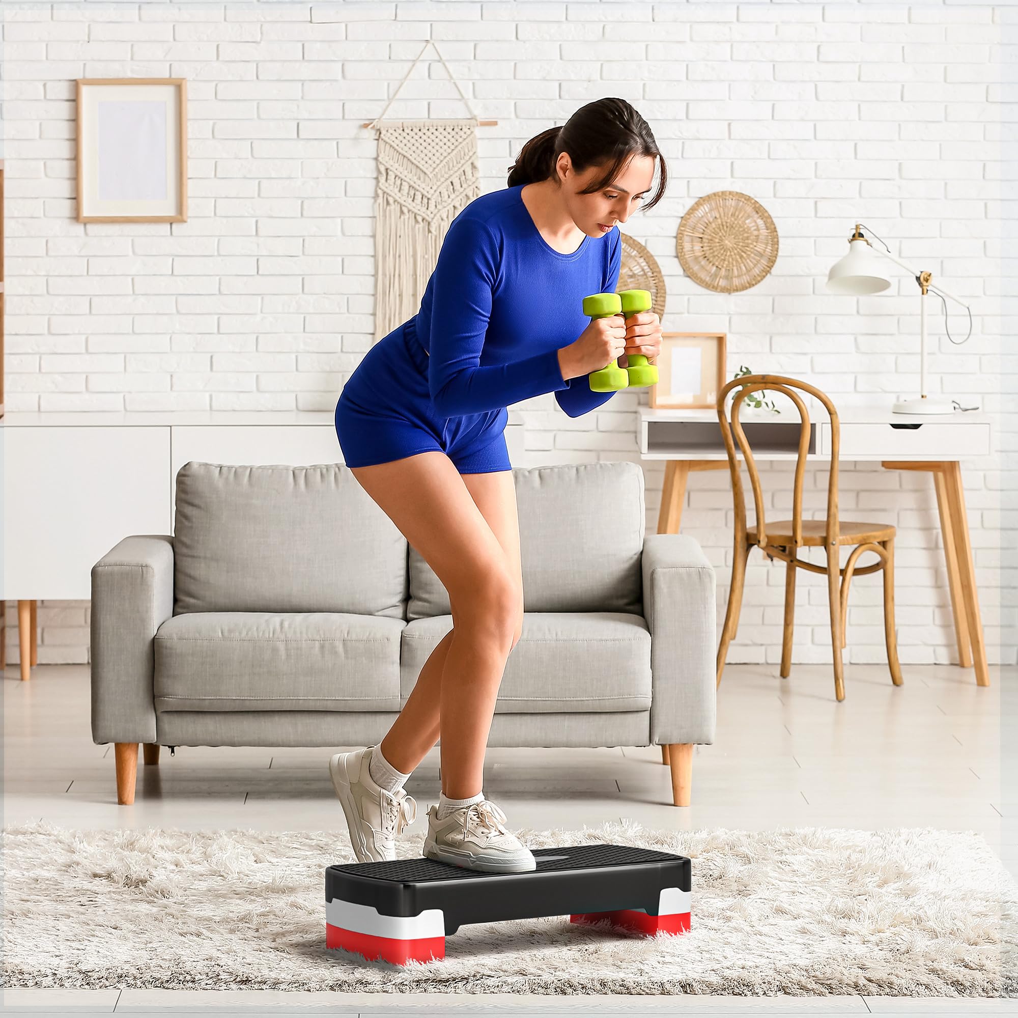HOMCOM Steppbrett Aerobic Stepper 2-Stufig Höhenverstellbar 10-15cm, Rutschfest Fitness Stepper, Mini Steppbrett für Zuhause Heim Büro