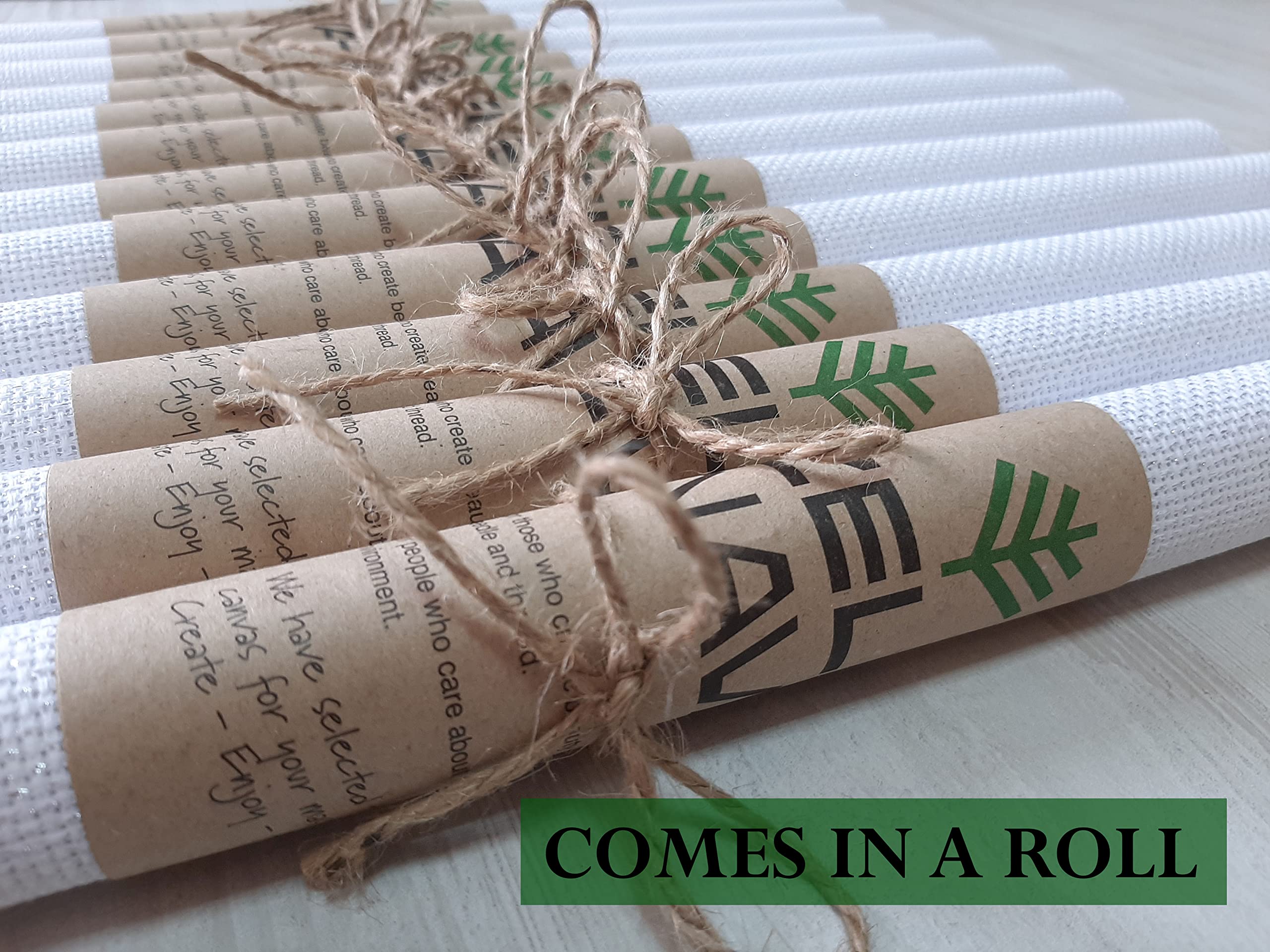 ZeleNava Sparkle Silver Aida Cloth 14 Count, European Cross Stitch Aida Fabric 14 Count, Cross-Stitch Aida Cloth 100% Cotton 28x28 inch (1 Piece)