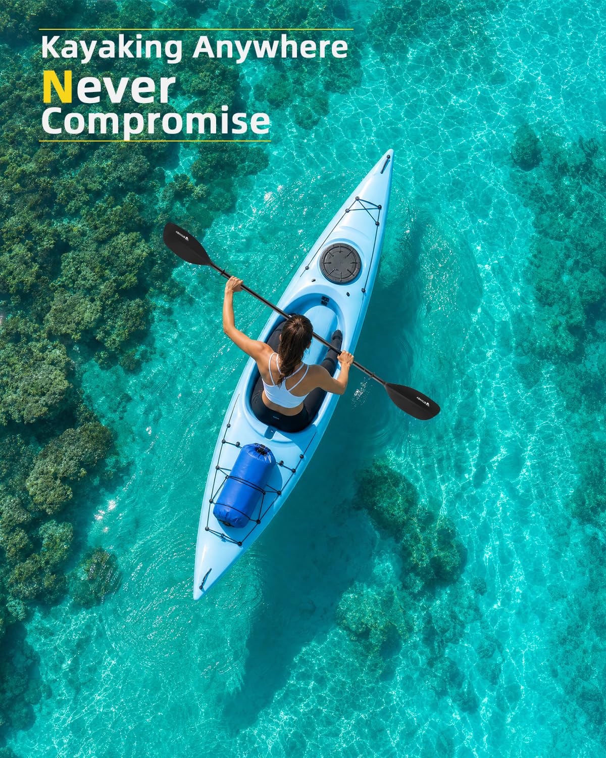 Abahub Remo Kayak 230 cm 4 Piezas Desmontables Remo Doble de Aluminio Compacto Ligero Flotante