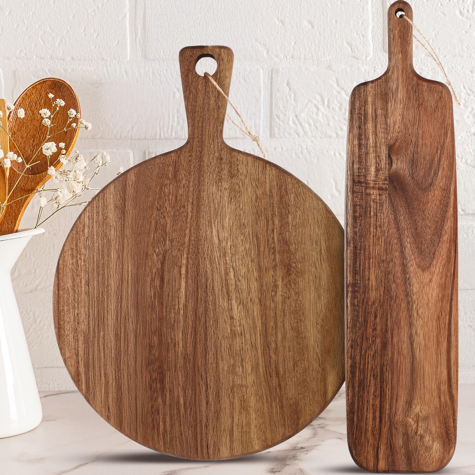 Hsei 2 Pcs Acacia Wood Cutting Boards Charcuterie Board