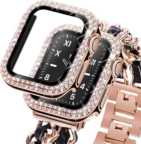 KADES - Funda protectora brillante compatible con Apple Watch Series 3, 2 y 1 de 38mm, con protector de pantalla incorporado (38mm, color negro con