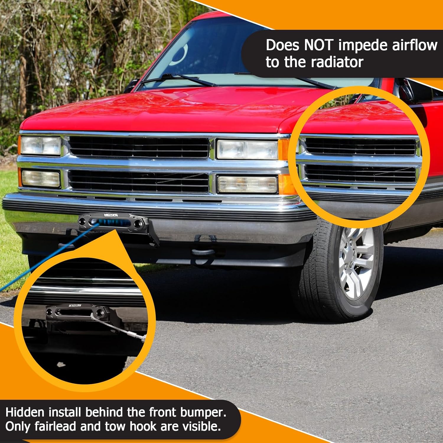 WeiSen Hidden Winch Mount Plate Winch Black Mounting Bracket Compatible with Chevy Tahoe 1995-1999, Fit K1500 Suburban 1992-1999, Fit K1500 1988-1999, Fit GMC K1500 Suburban