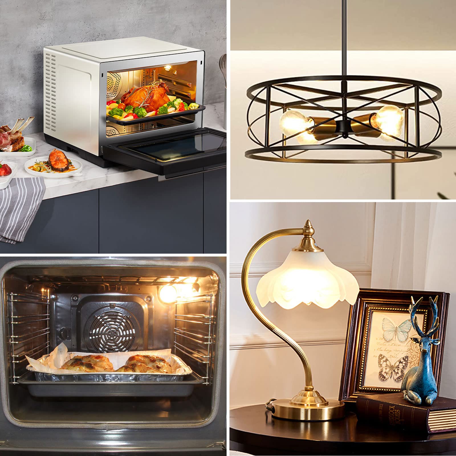 Żarówka do piekarnika G45 E14 ściemnialna, ciepła biel 2700 K, 410 lumenów, 78 mm x 45 mm, prąd zmienny 240 V, odporna na ciepło do 300 °C, do piekarnika, lampy solnej, lampy lawowej, 2