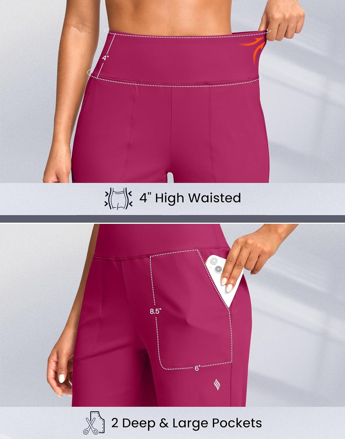 SANTINY 14" Shorts for Women Knee Length with Pockets High Waisted Stretch Long Bermuda Shorts for Summer Dressy Casual - Image 4