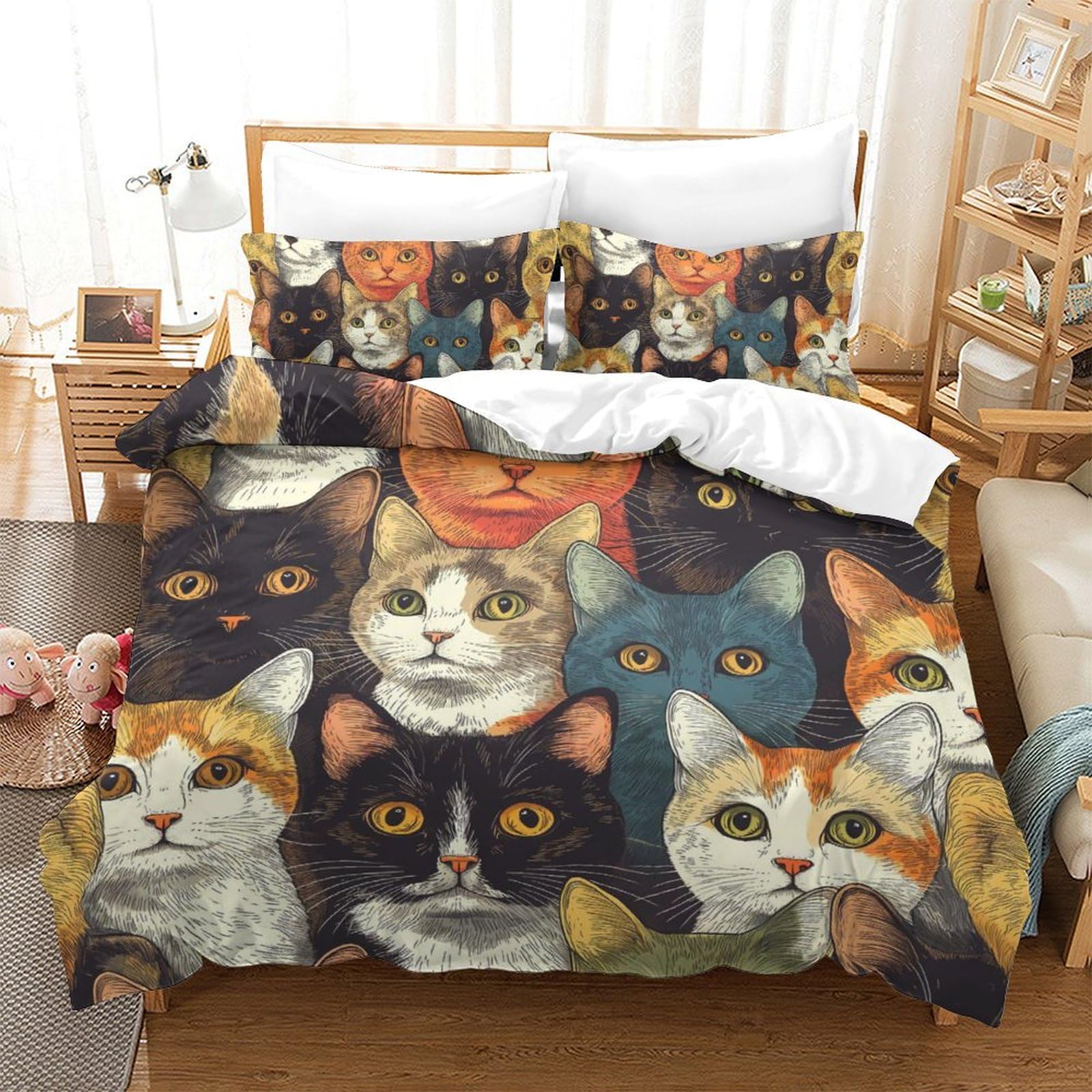 Idée cadeau parure de lit motif chat 3D pour adolescents et adultes