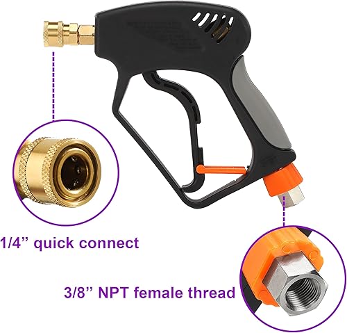 Miniatura 8 de PWACCS Manguera de lavado a presión para lavadora eléctrica de 100 pies con 5 adaptadores - Pistola de lavado a presión con giratoria