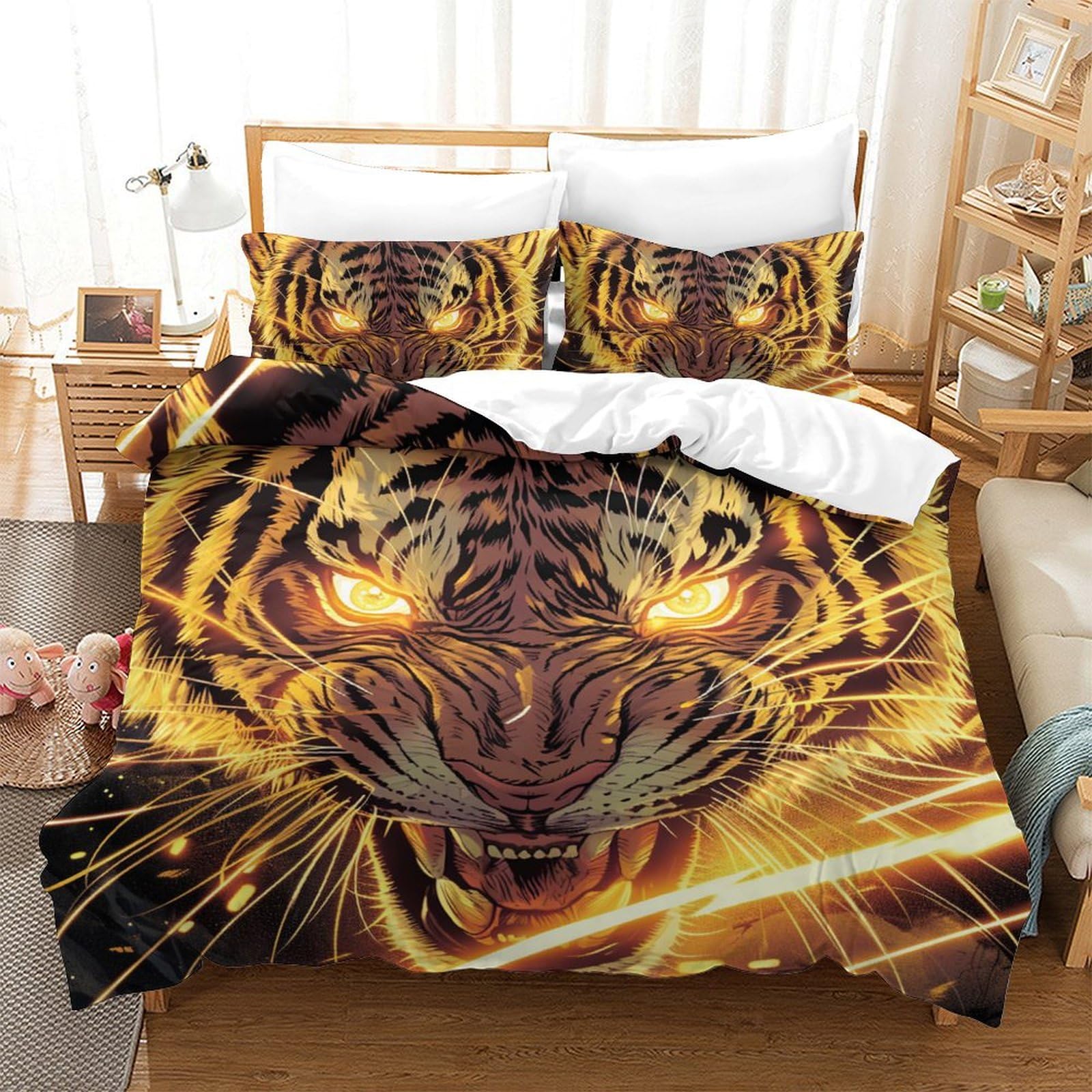Housse de couette tigre 3D en microfibre super douce haut de gamme