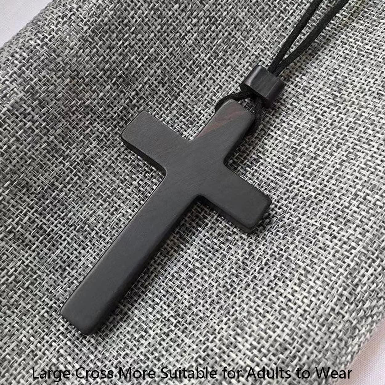 Natural Wooden Cross Pendant Necklaces for Women Men Sandalwood Handcrafted Gift Wood Hang from Car Rearview Mirror Pendant Vehicle Decoration - Image 3