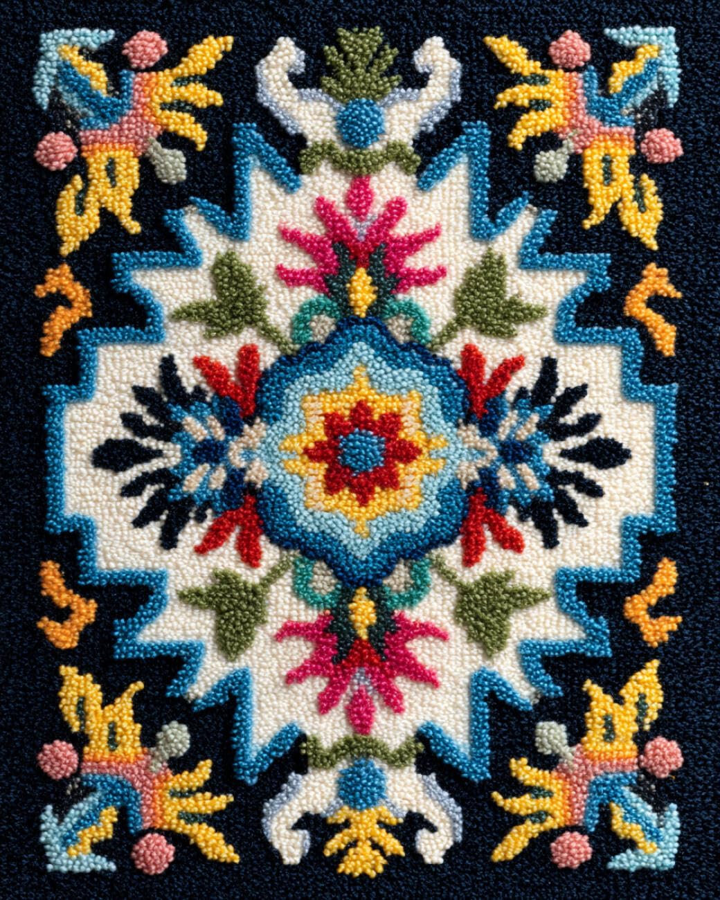 Henypt DIY Latch Hook Rug Kit Retro Pattern 55x75cm