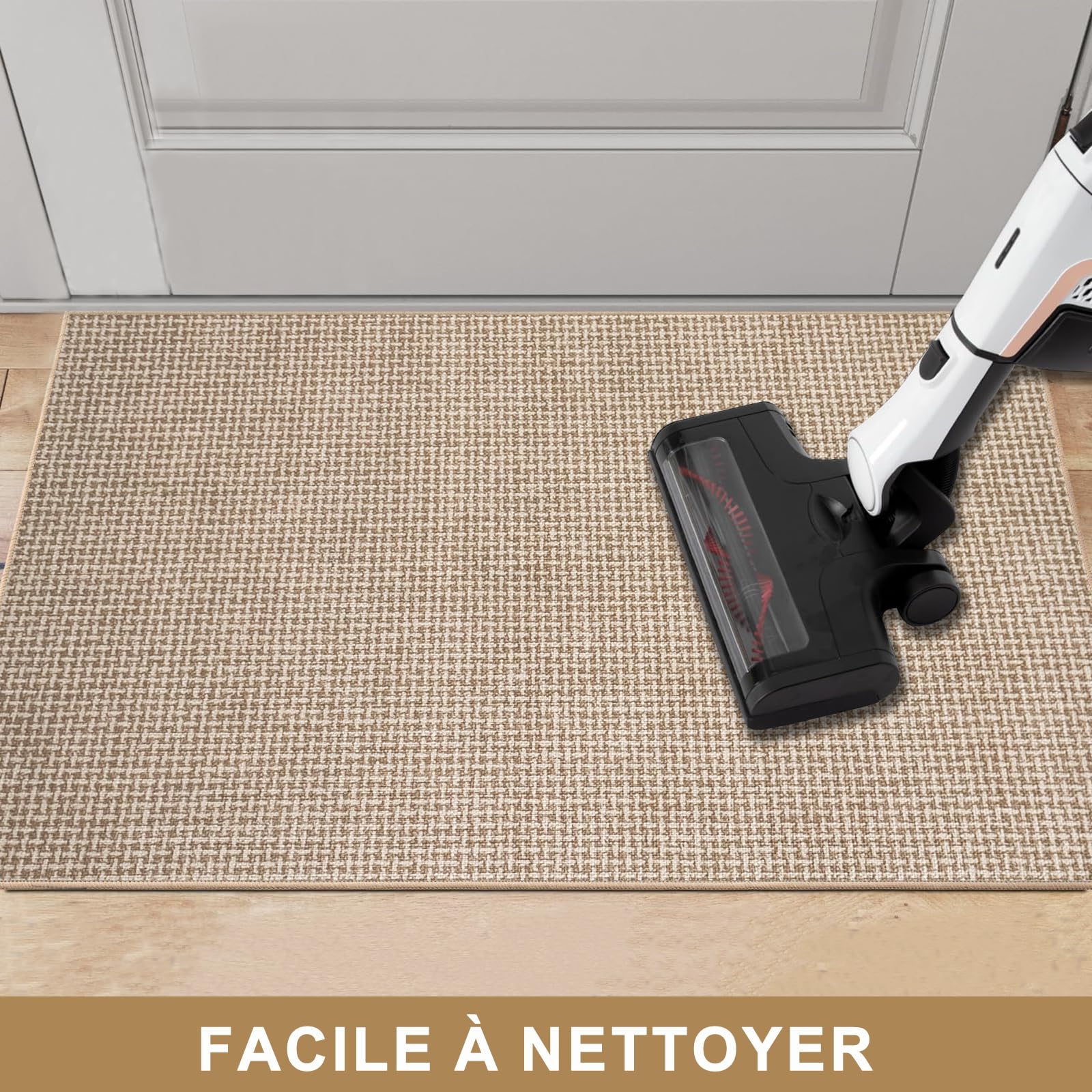 Paillasson Intérieur 80 x 120 cm, Tapis d'entrée Antidérapant et Absorbant, Paillassons Ultra-Fins et Lavables, Tapis pour Intérieur, Extérieur, Chambre, Cuisine, Entrée, Couloir (Beige)
