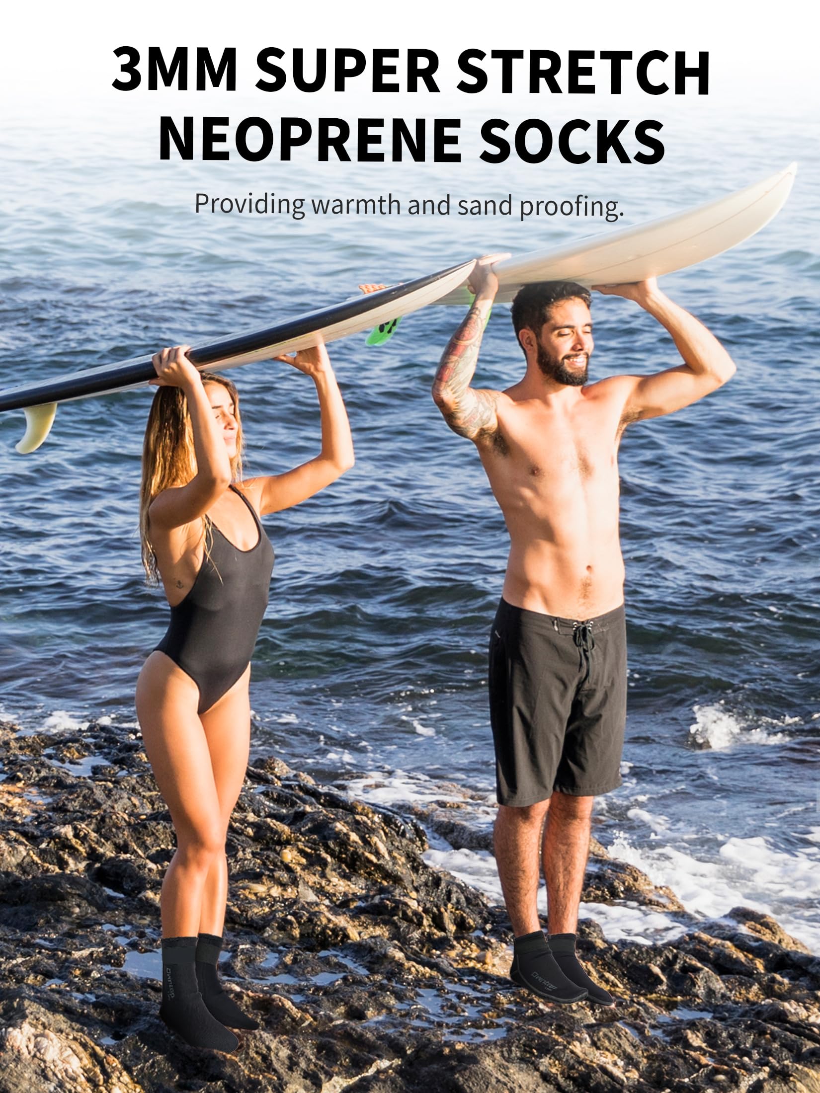 Owntop Skarpety neoprenowe, 3 mm skarpetki do nurkowania skarpetki buty antypoślizgowe płetwy skarpety termiczne skarpety do pływania dla mężczyzn kobiet surfing żeglarstwo kajak