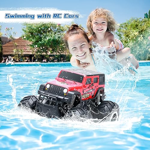 Miniatura 6 de Camiones RC 4x4 Offroad impermeables – 2.4 GHz anfibio control remoto auto juguetes para niños 4-7, camión monstruo de control remoto, juguetes de