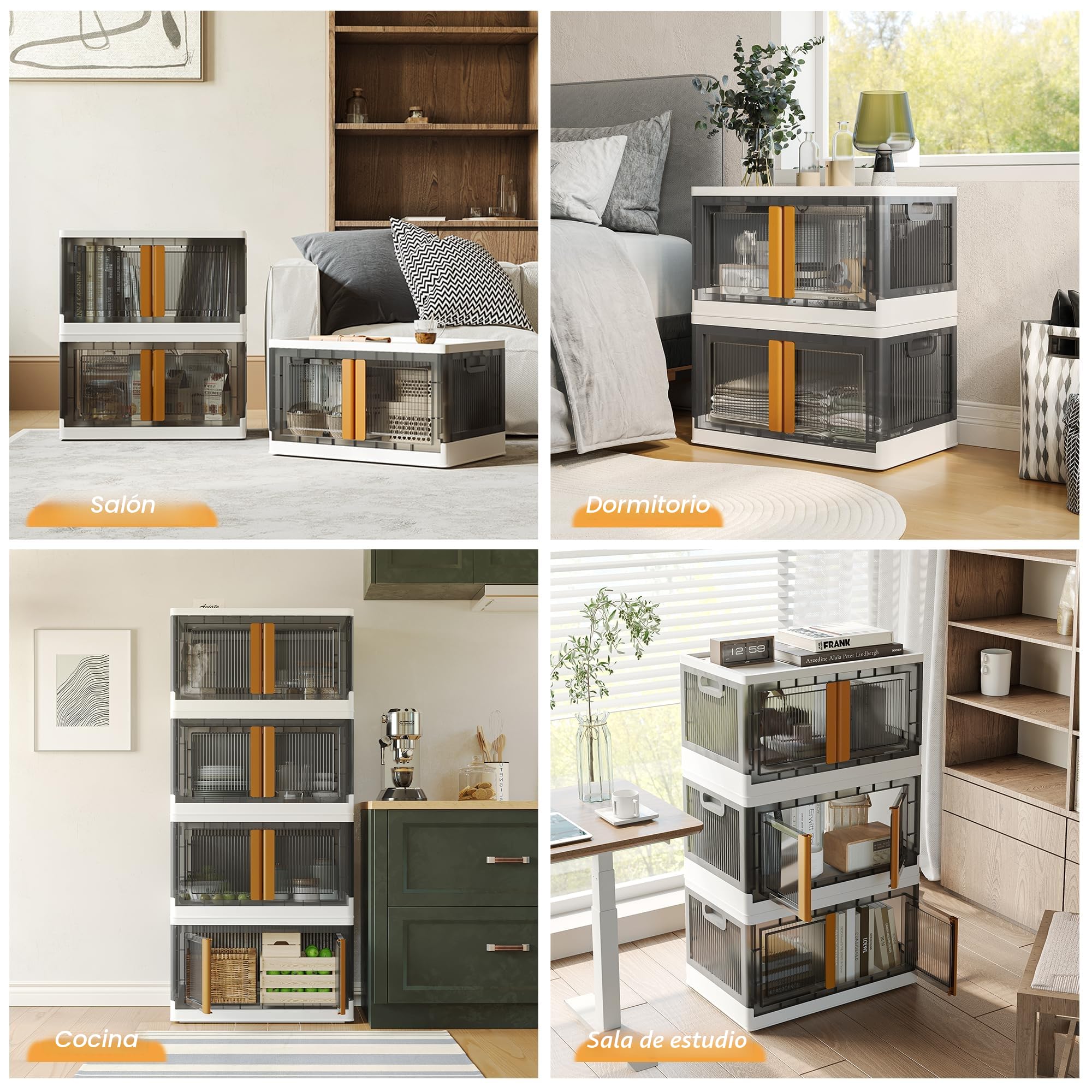NETEL Cajas Almacenaje Plastico Grandes,4x 94L Storage Box,Caixas Arrumação Plastico,Transparente Cajas de Almacenamiento Apilables con Tapas y Ruedas, Caja de Plástico Duro y Grueso