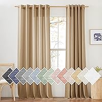 Vista 104 de NICETOWN Cortinas semitraslúcidas con textura de lino, con ojales, tratamiento de ventanas, cortinas verticales de lino con filtro de luz para sala