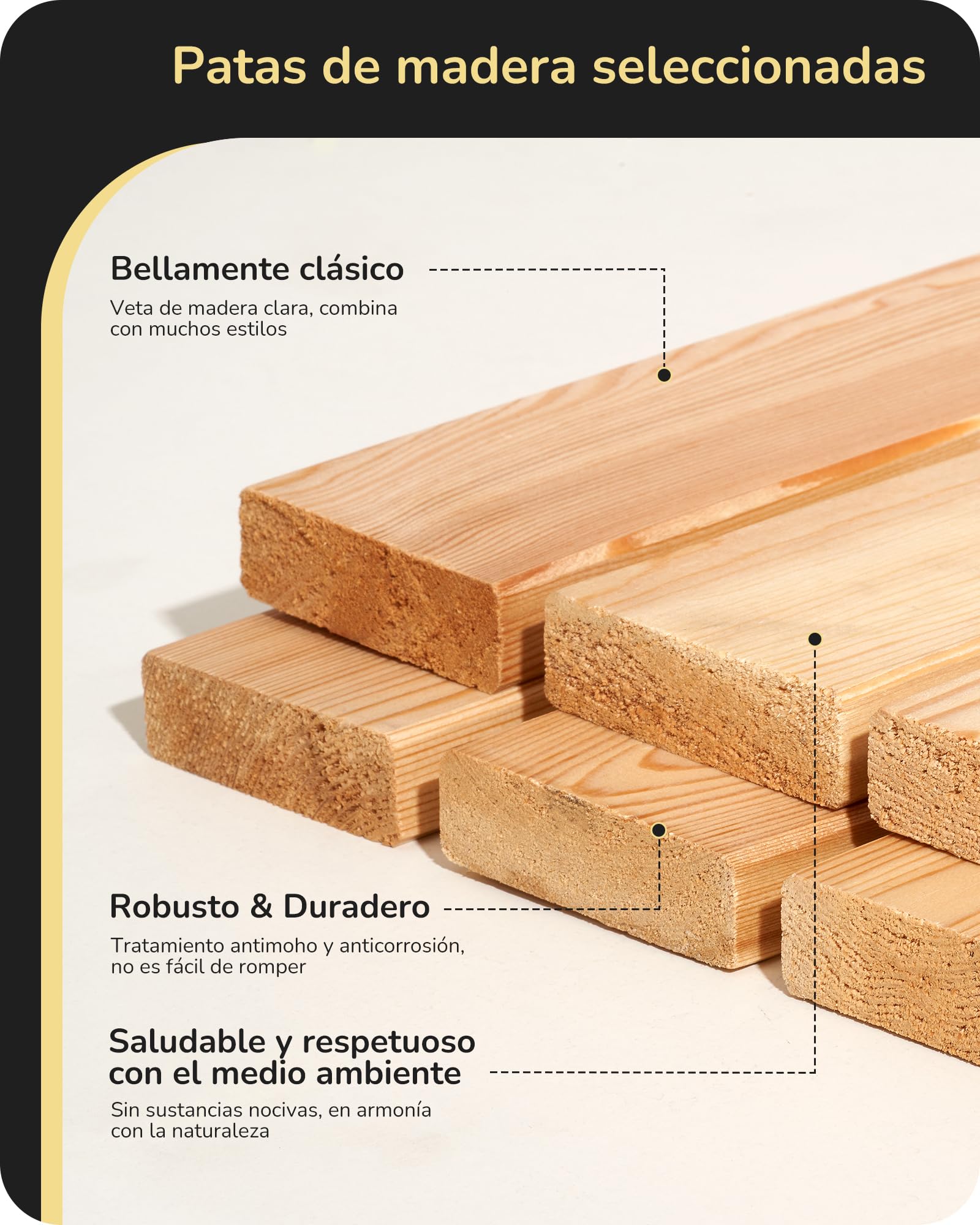 EDISHINE LED Lámpara de Mesa LED Regulable, Lámpara de Noche de 3 Temperaturas de Color (3000K 4500K 6000K), Regulable Continua Táctil para Salón, Oficina, Marco de Aluminio Negro y Base de Madera