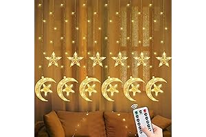 Ramadan Lights Decorations, 138 LED Moon Star Curtain Lights