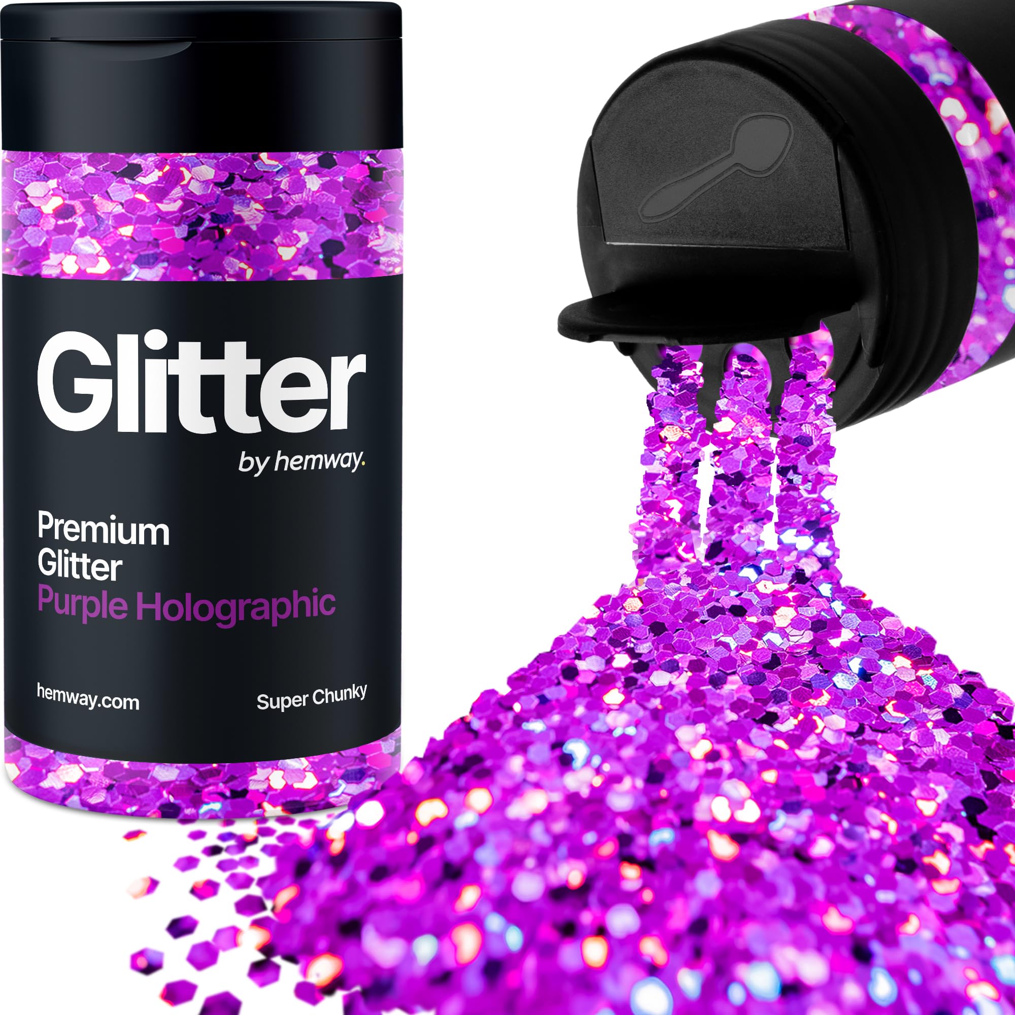 Holographic Purple Glitter Shaker, 130g Super Chunky Glitter, Crafts 1/8" Metallic Flake Purple Sequins, Resin & Epoxy Crafts