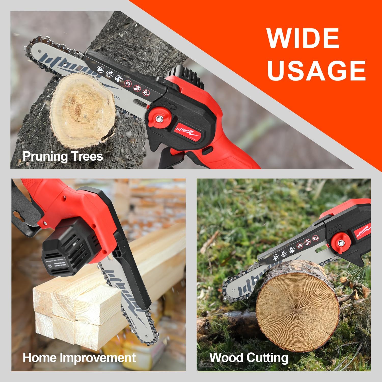 Cordless Mini Chainsaw, 20V Max Battery 6 Inch Small Chain Saw, One-Hand Handheld Electric Portable Chainsaw for Cutting Wood Trimming and Woodworking- Mini Chain Saw Cordless with 1 Batter - Image 4