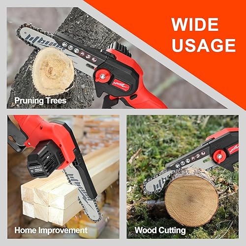 Miniatura 7 de Mini Chainsaw Cordless, 6 Inch Portable Electric Chainsaw, One-Hand Handheld Small Chain Saw for Cutting Wood Trimming and Woodworking- Mini Chain