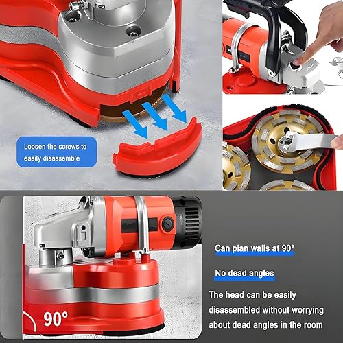 Miniatura 7 de Máquina pulidora de diamante eléctrica 3800W, lijadora y amoladora de hormigón de 3 cabezales, Polisseuse à Béton, Cepilladora de cemento con 6