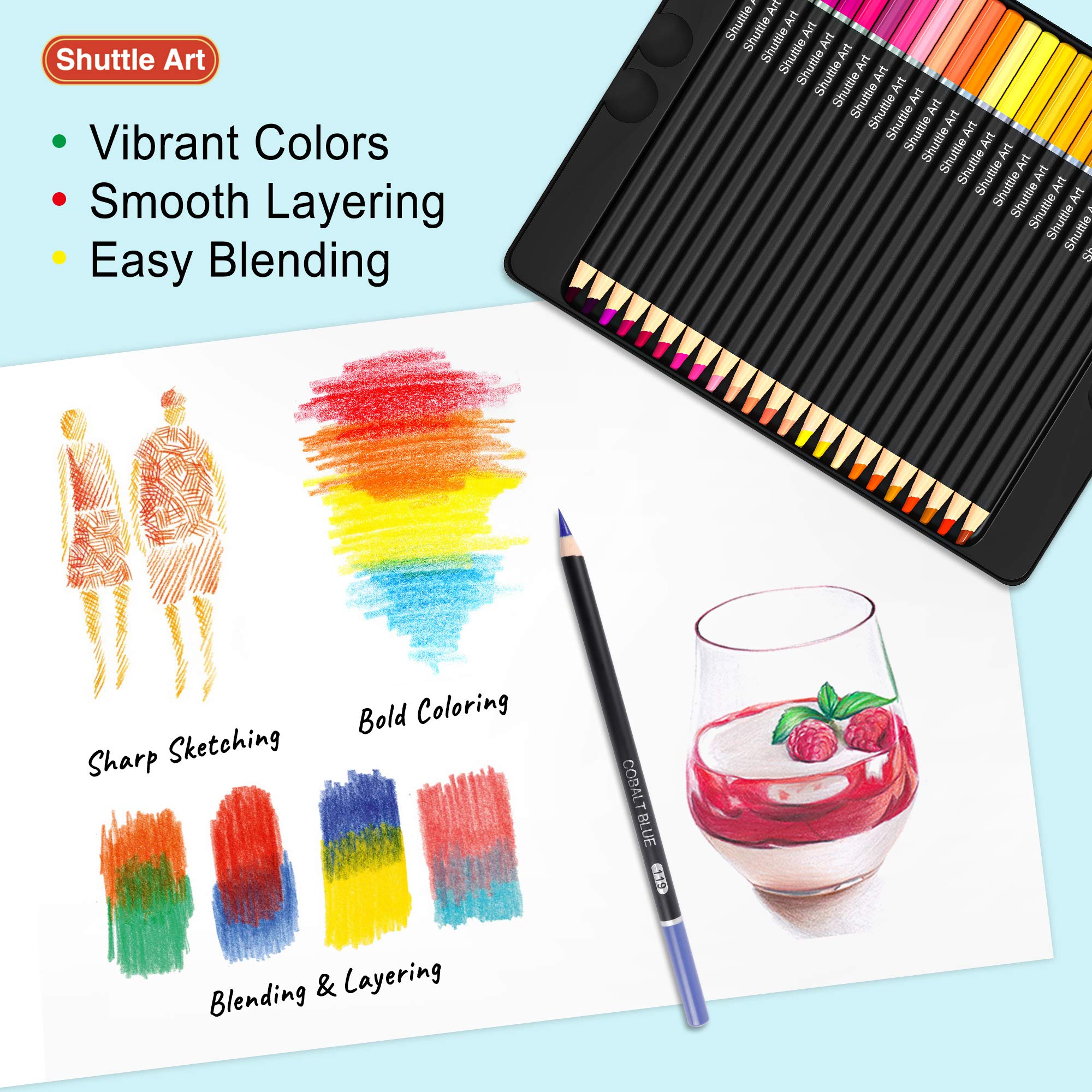 Buy 138 Colours Professional Colouring Pencils, Shuttle Art Soft Core