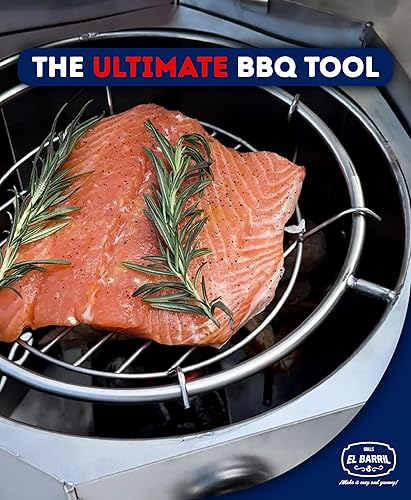 Miniatura 8 de EL BARRIL - Barril plegable de acero inoxidable para ahumar y parrilla de carbón de 15 libras, ahumadores portátiles para exteriores con accesorios