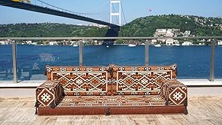 Brown Single Corner Sofa Seating Set, Arabic Sofa Set, Oriental Floor Seating, Living Room Sofa, Sofa Slipcovers, Patio Sofa (4'' Thickness Sofa)
