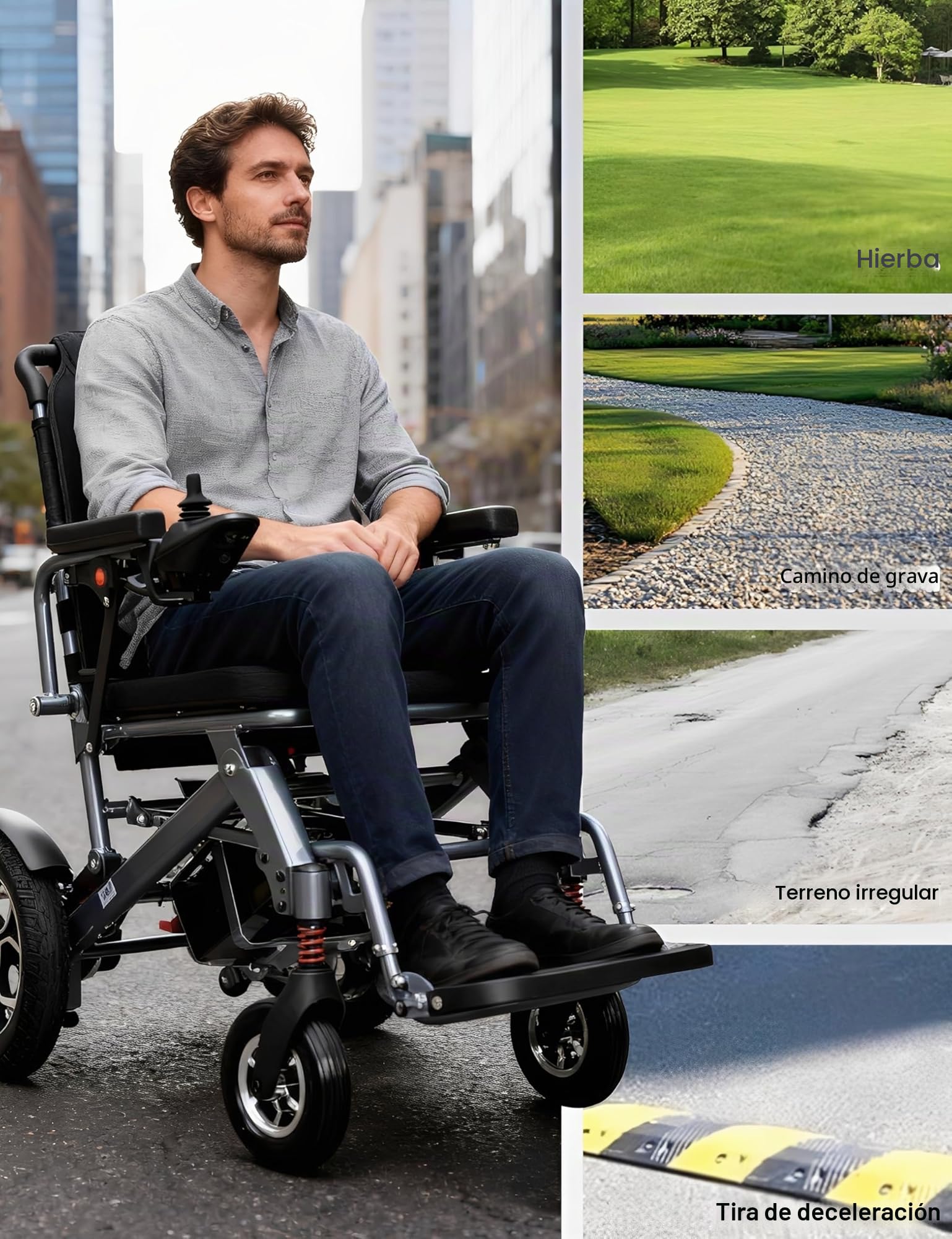 Sillas de ruedas eléctricas motorizadas ligeras plegables, 14,5 kg, motores duales, plegables inteligentes, scooters de movilidad para adultos
