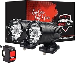 AUTO SNAP 6 LEDs 80w LED Fog light Headlight White Super Bright working spot Beam 6500K 1600Lm Motorcycle Led Fog lamp Compatible with Bikes Car with Switch