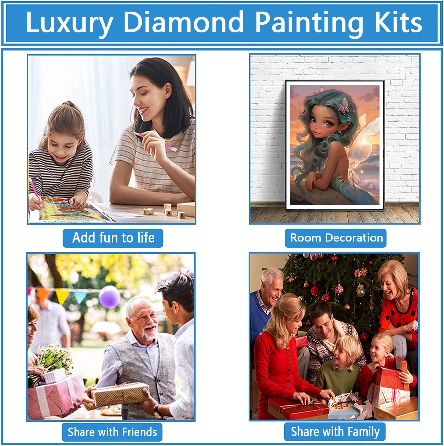 QINRUBB DIY Fée Peinture Diamant Painting Kit, 5D Coucher De Soleil Art Du Diamant Complet Kits, Pays Des Rêves Diamond Art Strass Point De Croix Painting Pour Adultes Débutants Maison Décor 30X40cm