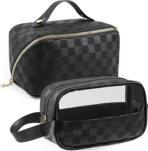 Juego de 2 bolsas de maquillaje de viaje, Negro -, Portátil