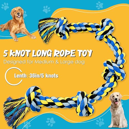 Miniatura 2 de UPSKY Juguete de cuerda para perros grandes y medianos, juguete masticable para masticadores agresivos, juguete de cuerda indestructible de 3 pies y