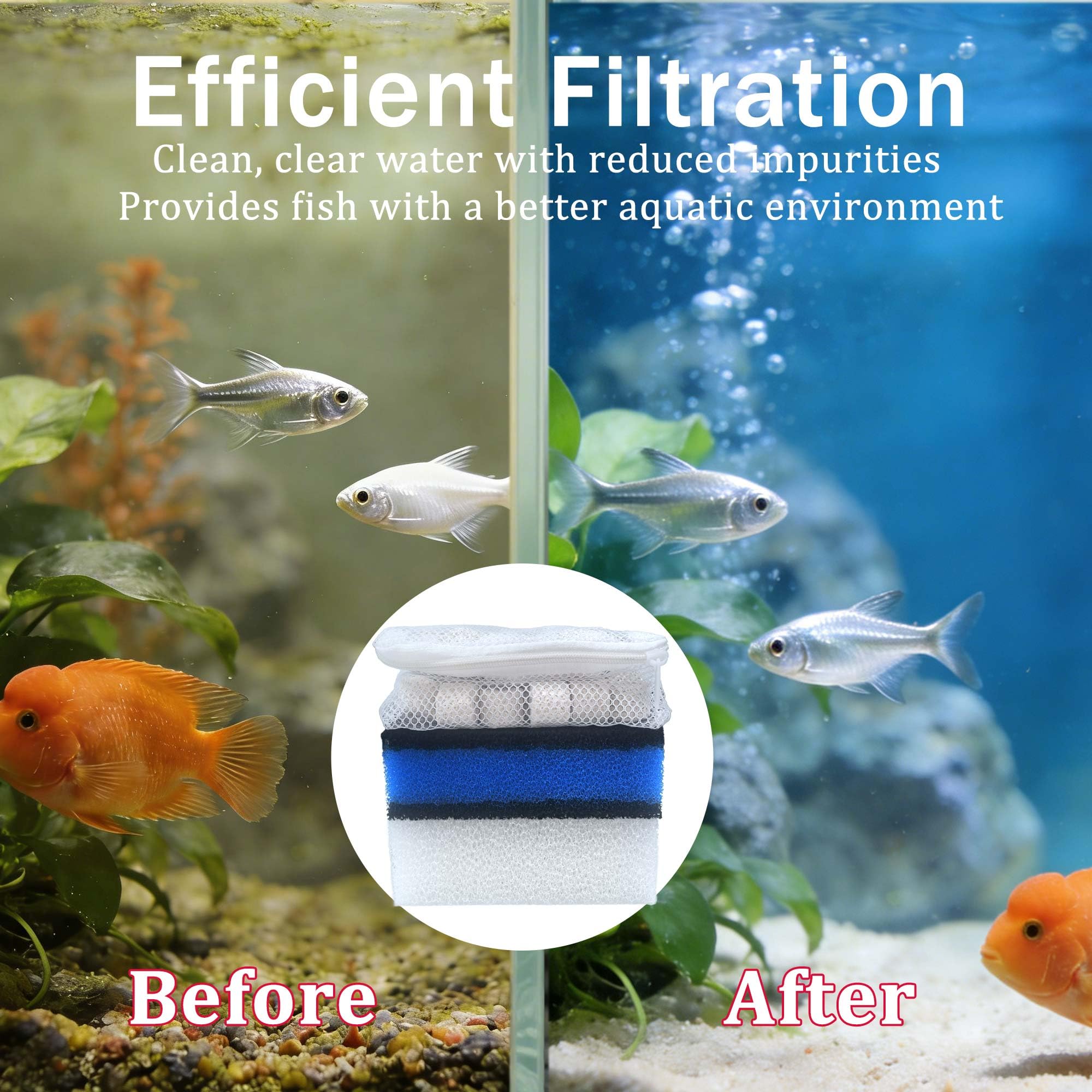 NEWKE Confezione da 17 filtri per serbatoio di filtrazione a tre stadi per filtro di alimentazione AquaClear 50, kit di manutenzione di ricambio per filtro per acquari da 20 a 50 galloni
