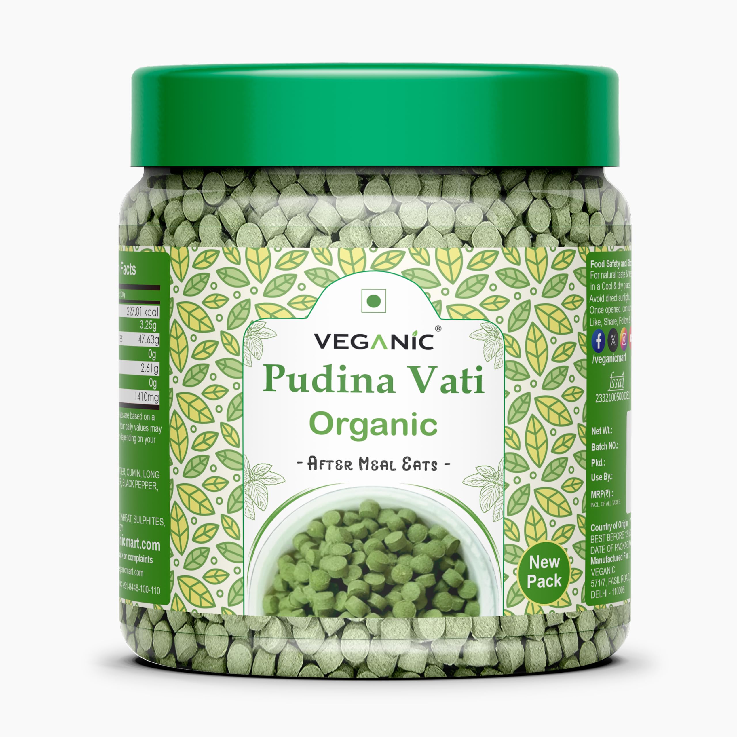 Veganic Organic Pudina Goli/Pudeena Vati/Hajmola Candy/Pachak Goli/Mint Tablet | Khatti Tasty DigestiveGoliya (200 grams)
