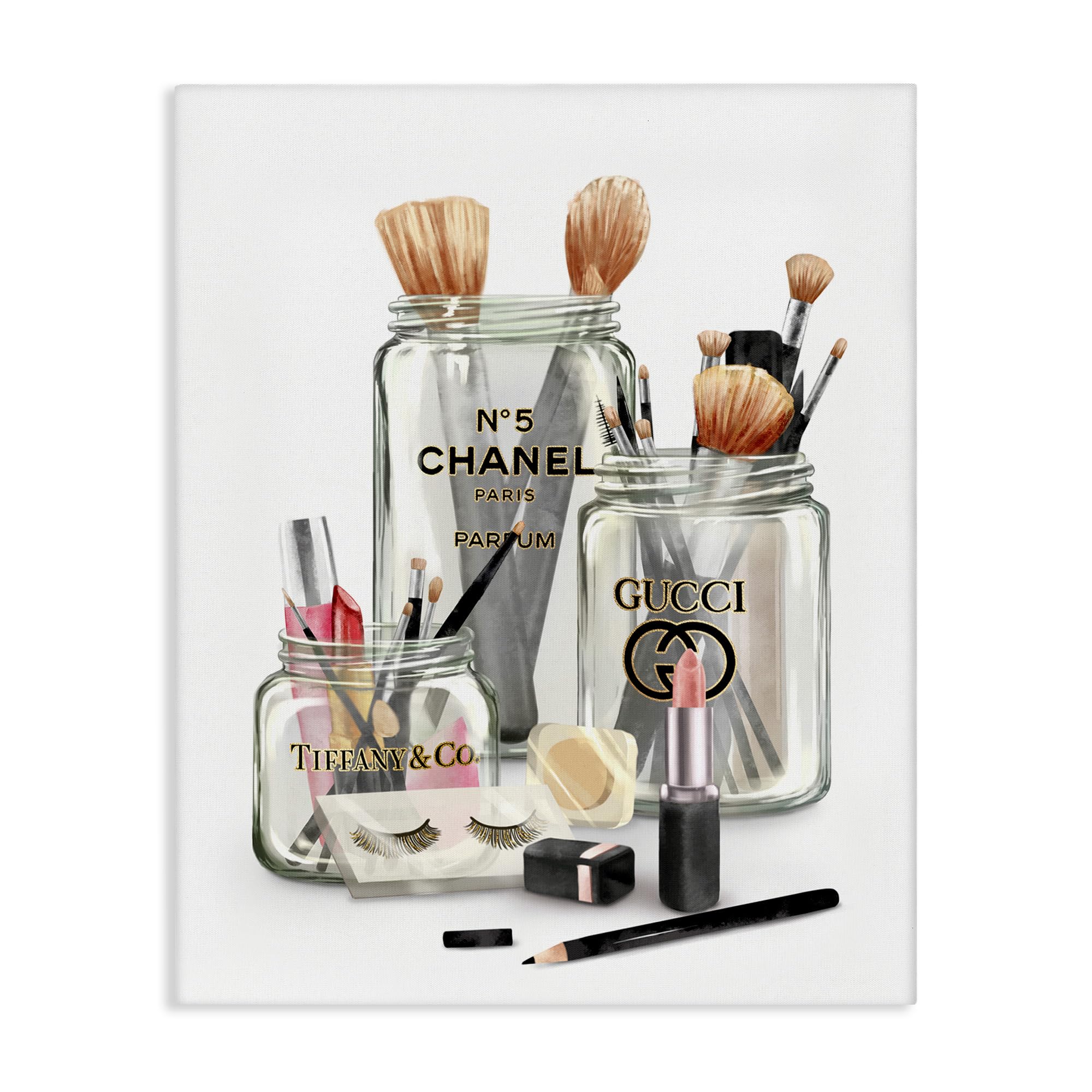 Stupell IndustriesFashion Brand Makeup In Jars, Designed By Ziwei Li, 16 x 20, Canvas Wall Art