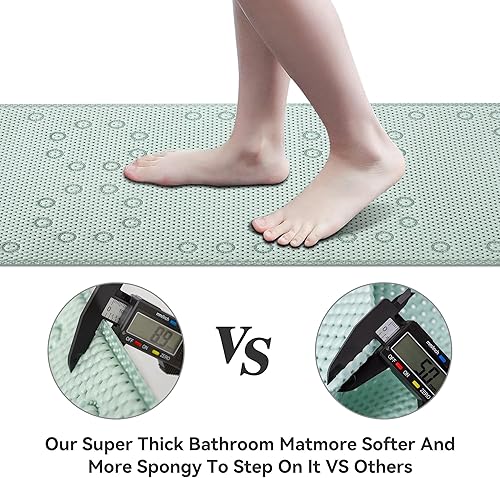 Miniatura 40 de Tapete antideslizante de espuma de doble capa de 37 x 17 pulgadas, más cómodo y grueso que el tapete de ducha de espuma ordinario, tapete de baño
