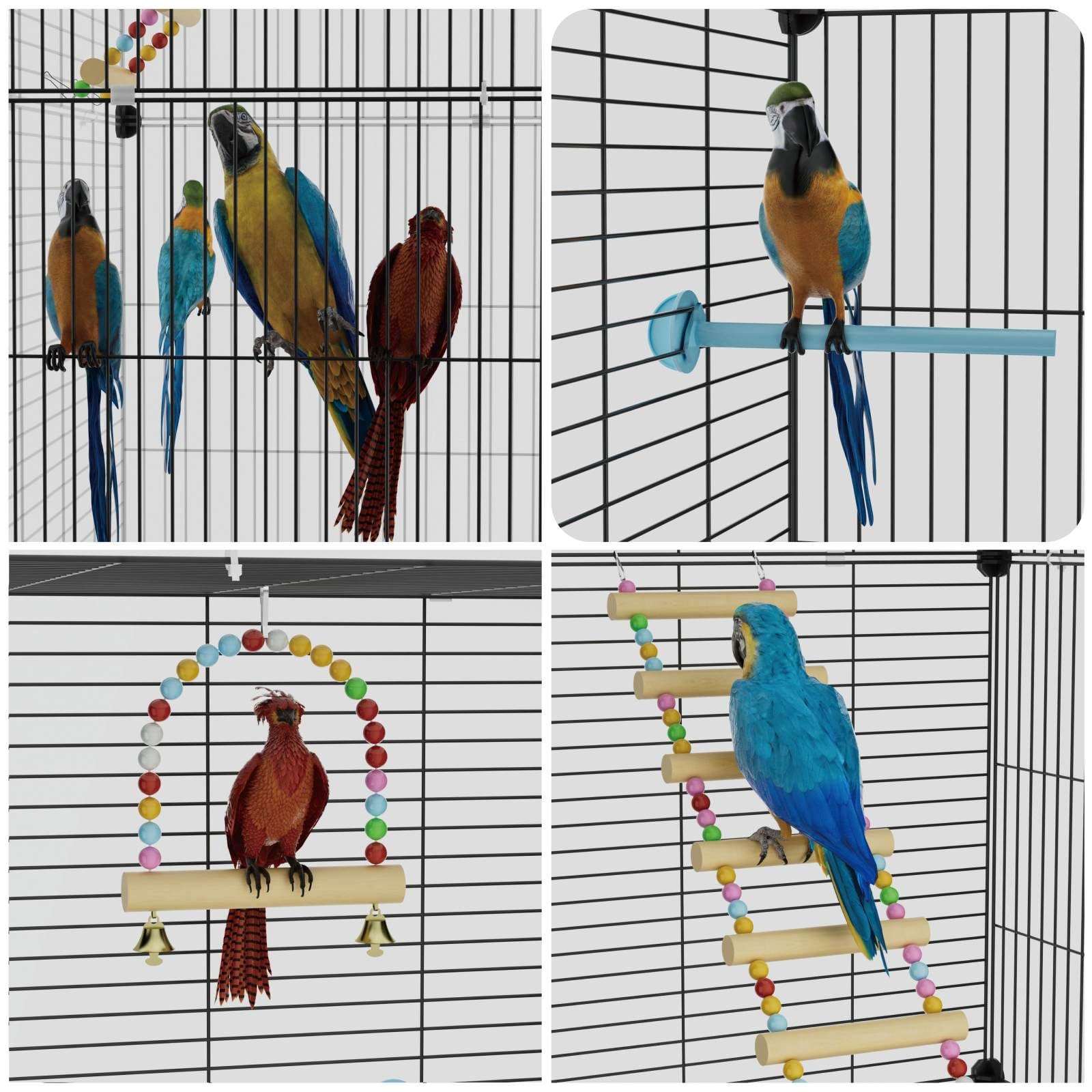 STILLCOVE Extra großer Vogelkäfig, schwarzer Sittichkäfig mit Rollständer und Rollen, breiter Vogelkäfig für Papageien, Nymphensittiche, Sittiche, Wellensittiche, Kanarienvögel, Finken, Lovebird