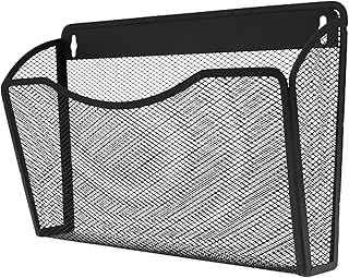 Magnetic File Holder, No Drilling Wall File Organizer, Large Capacity Paper Holder Multifunctional Mail Organizer for Refrigerator, Office, Classroom, Hanging Paper Folder Holder, Black
