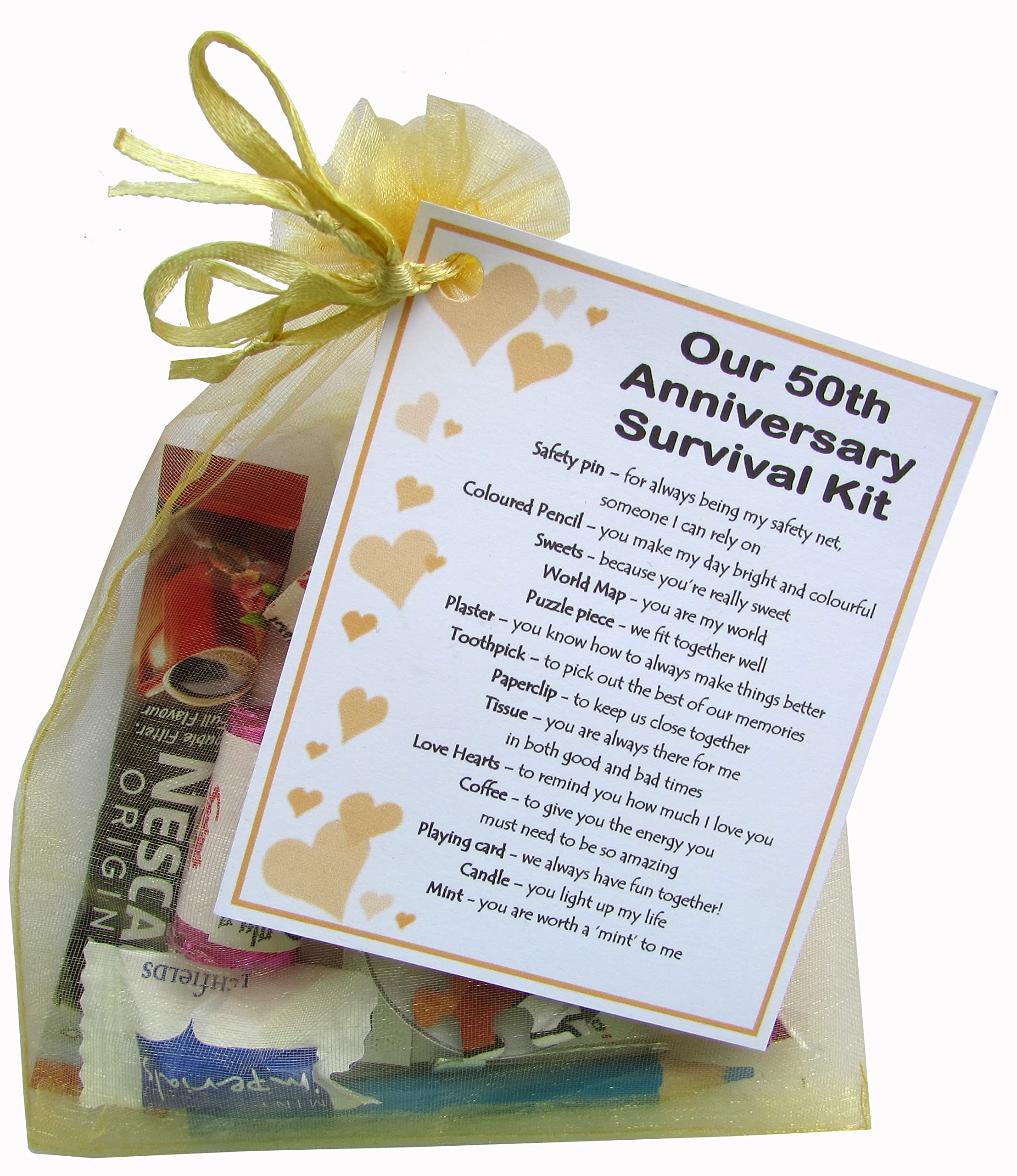 Smile Gifts Uk Golden 50Th Anniversary Survival Kit Gift (Great Novelty Present For Gold Anniversary Or Wedding Anniversary For Husband, Wife)