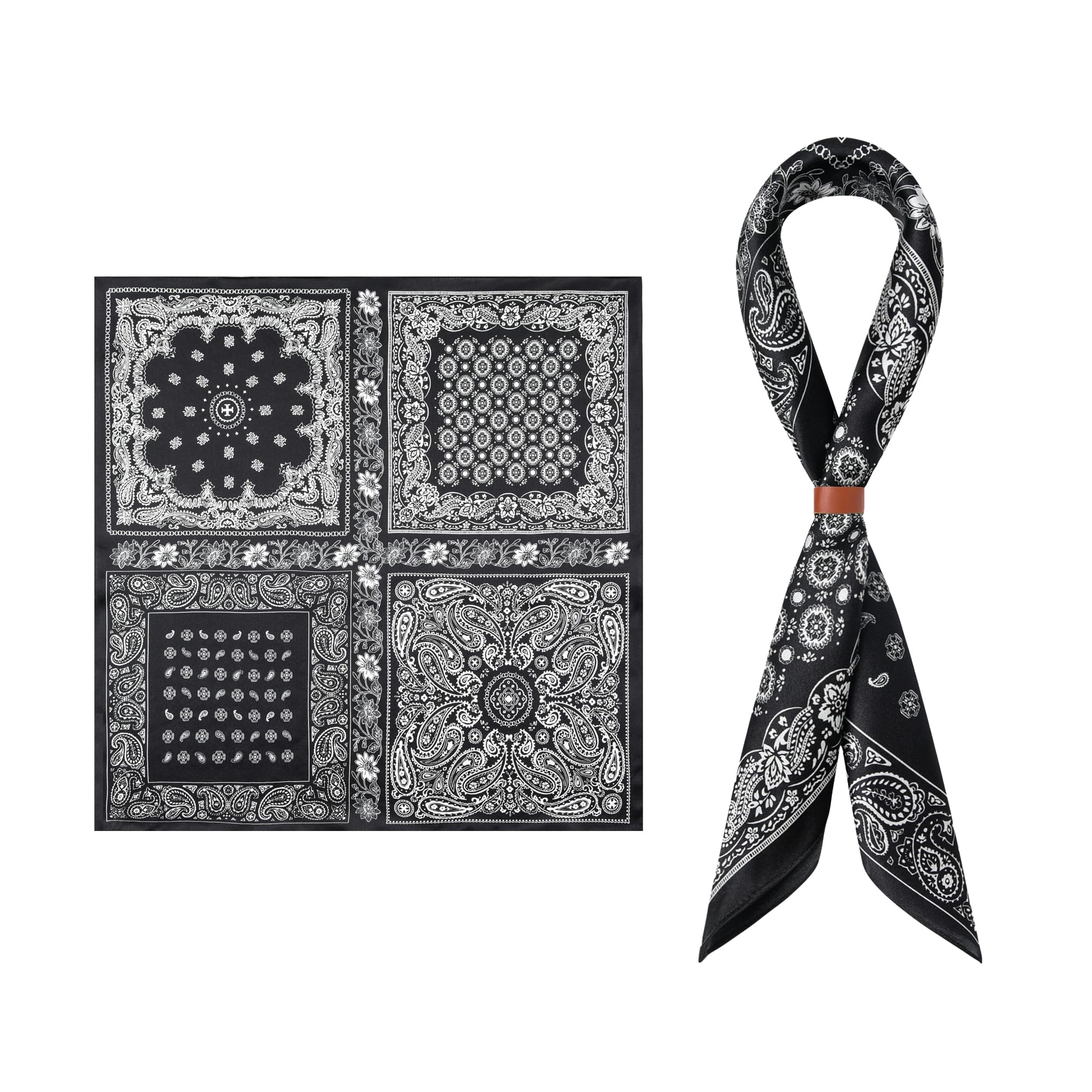 Men's 100% Mulberry Silk 21"x21" Scarf, Light-weight Versatile, Gift Packed