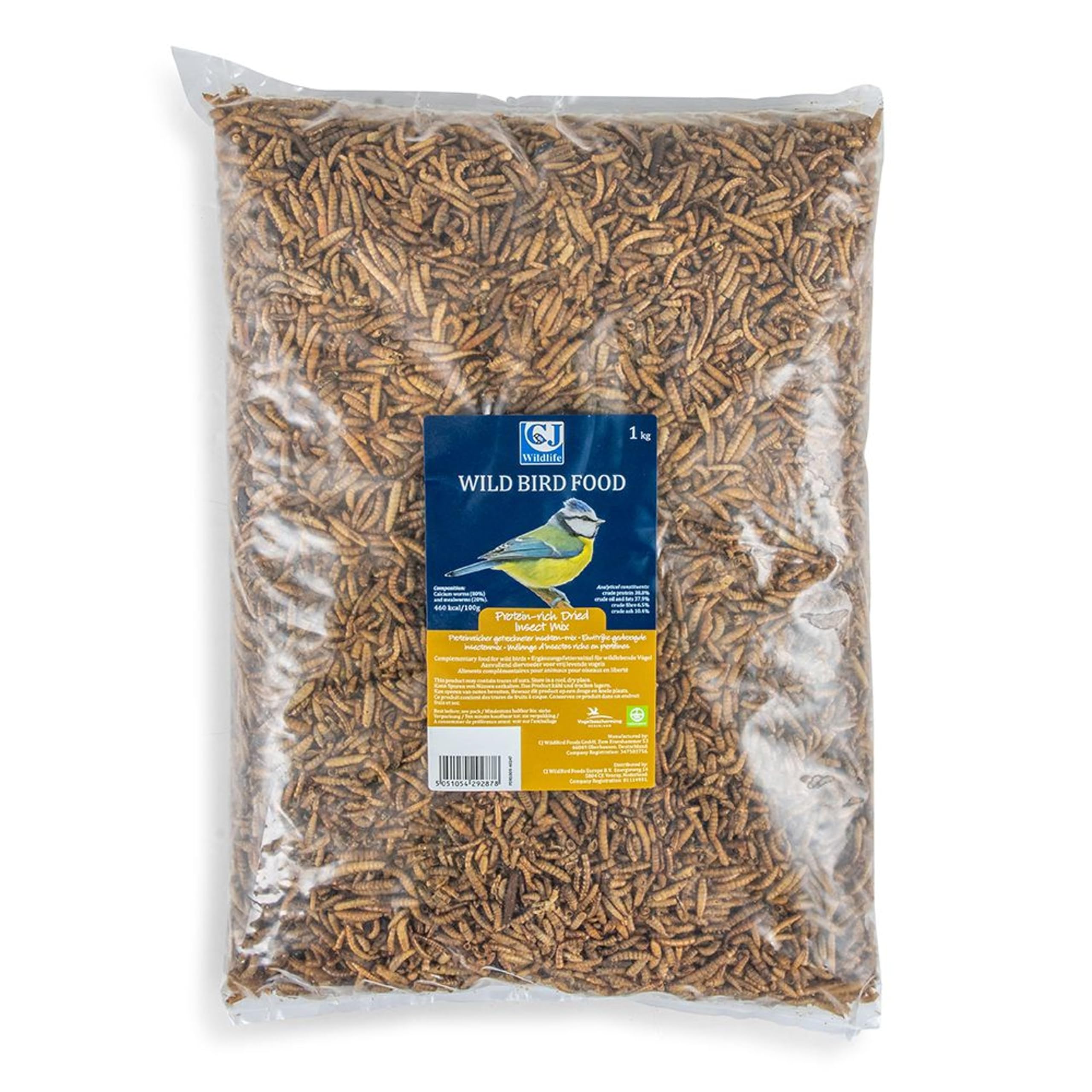 CJ Wildlife Calci Worms & Dried Mealworms for Wild Birds – Meal Worms for Garden Birds, Calciworms – Protein-Rich Bird Food – All Year Round