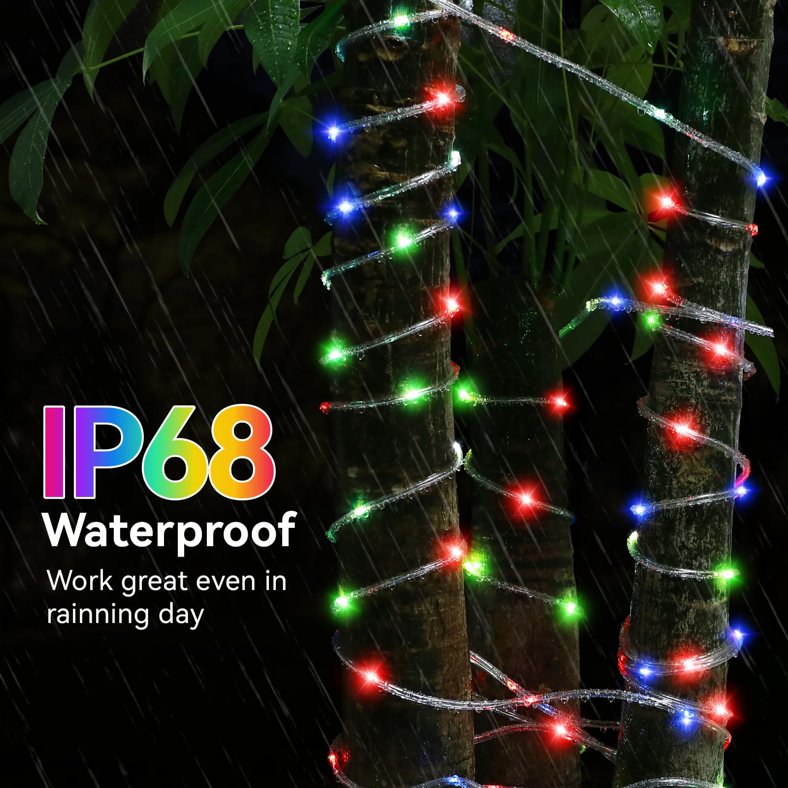 Brightown Solar Rope Lights Outdoor 2 Pack 39 Feet 100 Led Waterproof Solar Powered String Lights with 8 Lighting Modes,Copper Wire PVC Tube Lights for Garden Wedding Party DIY Decor (Warm White